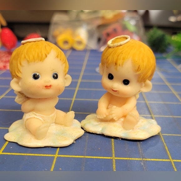 1970s Vintage Cherub Angels Halo Baby Plastic Set of 2 - Picture 5 of 5